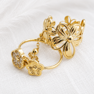 Flora Bond Ring close-up | Stainless Steel & Zircon | MERAIS