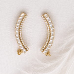 Aurora Climber Earrings | Stainless Steel & Zircon | Gold | MERAIS