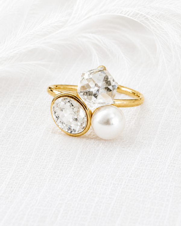Lumina Pearl Ring | Stainless Steel, Pearl & Zircon | MERAIS