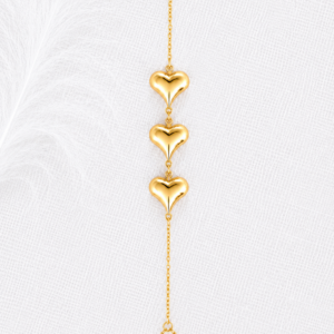 Three Hearts Lariat Νecklace | Stainless Steel | MERAIS